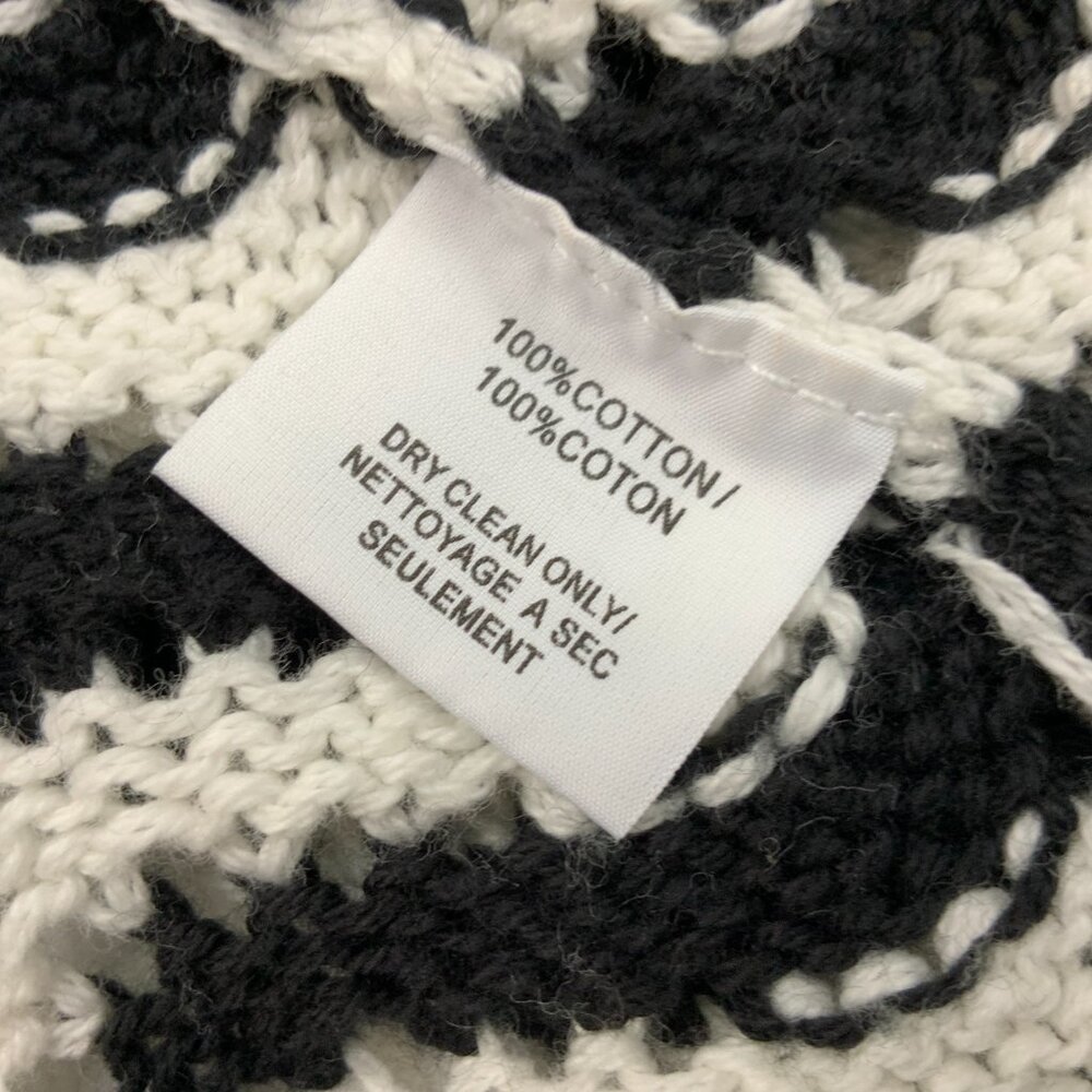 Trina Turk Black & White Chevron Pattern Knit Cotton Sweater Sz M - Picture 8 of 16